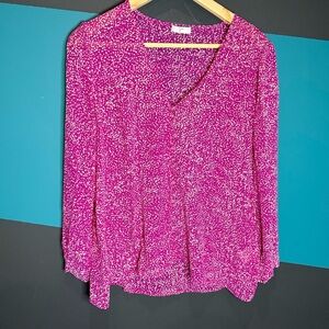 Joie Fuchsia Blouse with White Speckles100% Silk